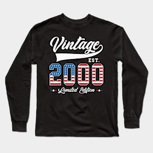 23rd Birthday Patriotic Vintage 2000 USA Flag 4th of July Long Sleeve T-Shirt